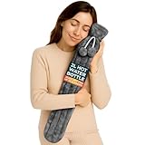 Long Hot Water Bottle with Cover – 2L Grey Extra Long 2L Hot Water Bottle for Back, Neck & Shoulder Pain Relief, Fluffy Faux Fur Cover, Hand & Feet Warmer, 72cm