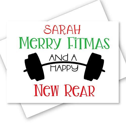 Christmas Card Merry Fitmas New Rear Gym Fitness Diet Funny Personalised
