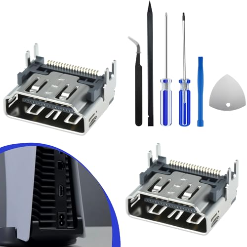 SATUY 2 Pcs HDMI Port Replacement for PS5, HDMI Port Socket Connector for Playstation 5, HDMI Socket Jack Interface Connector Repair Tool Kit for PS5 Console