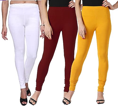 Image of Ultra Soft Cotton Slim fit Solid Color Attractive Casul wear Leggings for Womens - Pack of 2 pcs