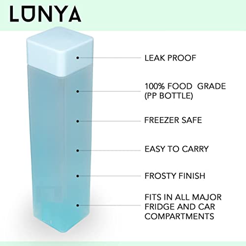 Image of Lunya Frosted Plastic Food Grade Fridge Square Water Bottle Gift Set for gym school home office (NEW 2)