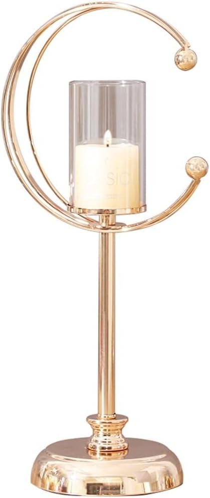 Candleholders Modern Alloy Glass Candlestick Minimalist Decorative Ornament Dining Table Candle Holder(XL)