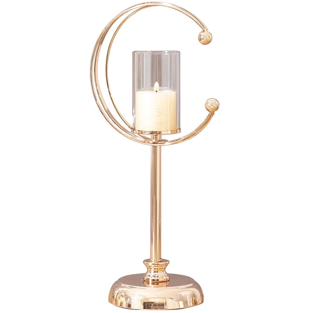 SDGBCXD candlestick holder, Modern Alloy Glass Candlestick Minimalist Decorative Ornament Dining Table Candle Holder Decor(XL)