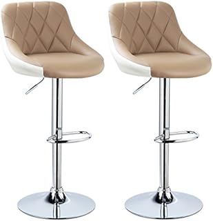 WOLTU Bar Stools Dark Grey Bar Chairs Breakfast Dining Stools for Kitchen Island Counter Bar Stools Set of 2 pcs Linen Exterior/Adjustable Swivel Gas Lift/Steel Footrest & Base