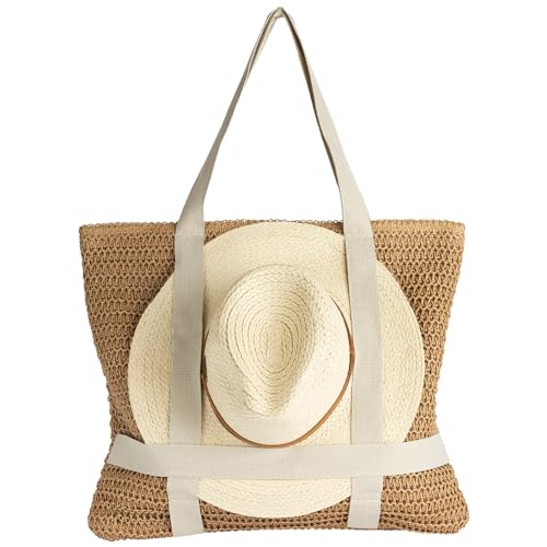 Panama Jack Women's Hat Carrying Toyo Straw Large Beach Tote Bag2