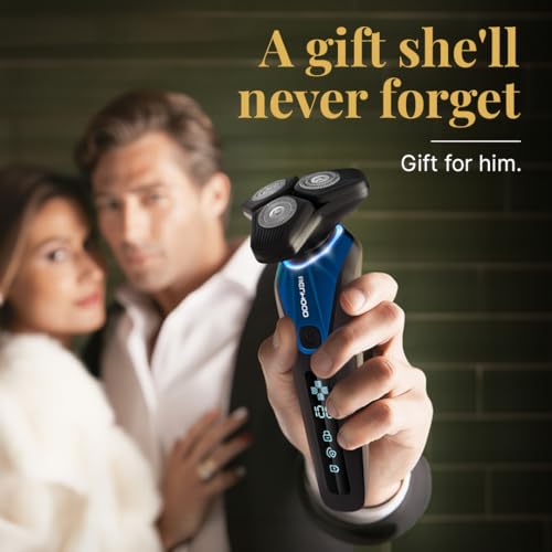 Image of MENHOOD Pro Shaver for Men 3D HexBlade Rotary Electric Shaver Nano Cut Precision Wet Dry 100% Waterproof Adaptive Motor 3 Modes 120 Min Runtime MagConnect Head LED Display