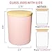 SUPMIND 15 Pack Candle Glass Jars- 7oz Grayish Pink Empty Candle Jars with Bamboo Lids and Sticky Labels, Bulk Candle Jars for Making Candles Containers - Dishwasher Safe
