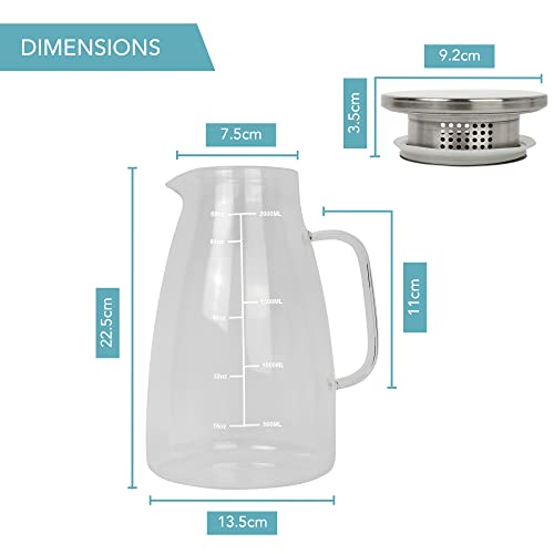 Thé glacé et jus en carafe en verre HEFTMAN de 2 litres durable