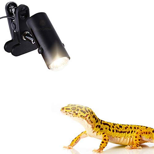 110-volt Heat Light Fixture for Reptiles, Unique 360° Rotating Lamp Head, Securely Clamps or Hangs in your Turtle, Snake, Lizard, Amphibian Tank, Supports both E26/E27 Socket, Bulb not included
