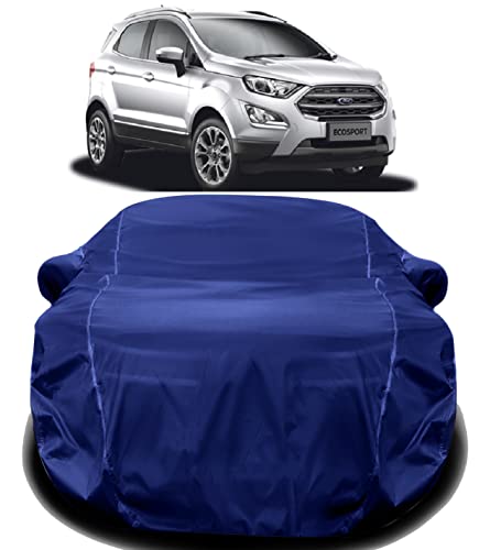 Image of AUCTIMO Ecosport Car Cover Waterproof /Ecosport Cover Waterproof with Triple Stitched Fully Elastic Ultra Surface Body Protection (Navy Look)