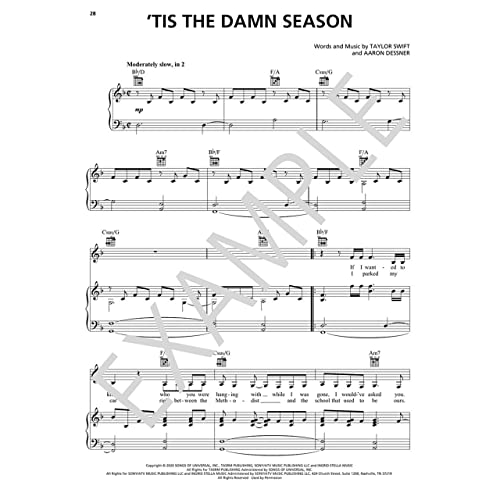 Taylor Swift - Evermore Piano/Vocal/Guitar Songbook #TOP5