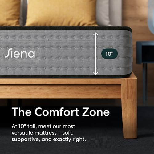 Image of Siena 10 inch Signature Hybrid California King Mattress - Medium Firm - Memory Foam & Innerspring System - 180-Night Trial - Pressure-Relief - Mattress in a Box