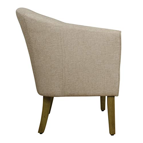 HomePop Barrel Shaped Accent Chair, Cream and Brown - Image 9