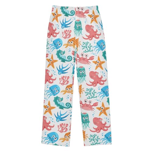 ZZXXB Lovely Octopus Crab Boys Long Pants Soft Trousers Elastic Waist Kids Lounge Bottoms with Pockets S-XL