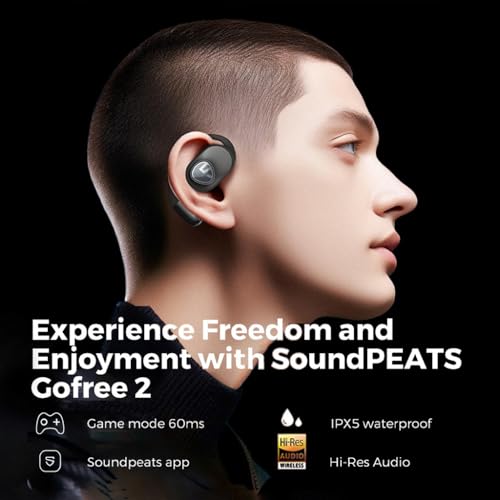 Image of Concept Kart Sound peats Gofree 2+ Wireless Open Ear Earphone True Wireless with 39hrs Playtime, Dual ENC Mic, Gaming Mode, App Control, Bluetooth 5.3 Type C Fast Charging, IPX5 Waterproof (Black)
