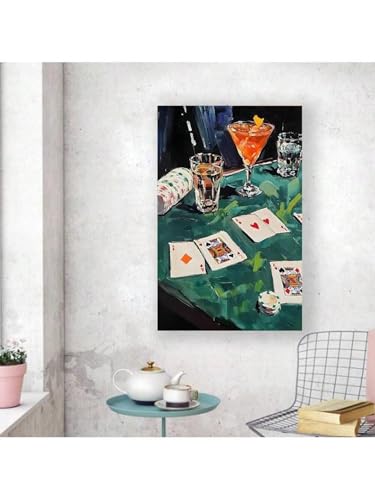 Affiche toile carte as de cœur rétro de 40x60 cm pour salon - 3