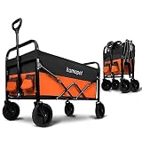Kamopot Collapsible Wagon Cart, Folding Wagon for Grocery,Utility Wagon for Beach, Sports, Outdoor,