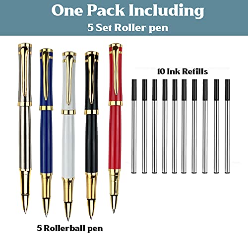 Ancolo-Custom-Pens-Office-Gift-Set-with-5-Gfit-Box-10-extra-Black-Refills-Metal-Body-Engraved-with-Your-Message-Personal-Names-Phone-Number-Gift-for-Business-Office-Colleague-Friends