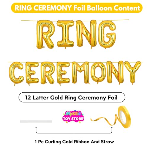 Image of Ring Ceremony Banner Gold for Engagement Wedding Home Boys Girls Men Women Foil Balloon Decoration Decor Celebration Golden