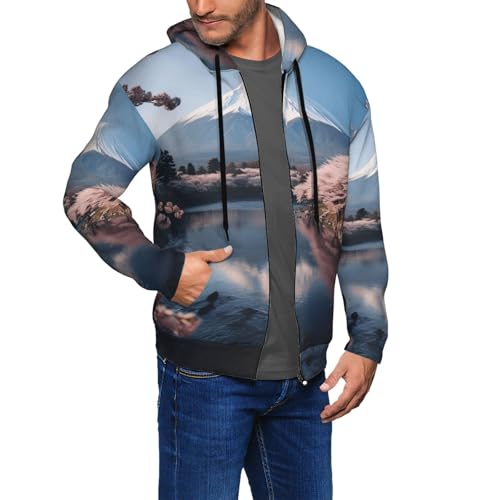 Sweat à capuche Mont Fuji pour homme, vêtement d'automne doux et extensible