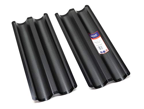 Baguette Baking Tray Twin Pack for French Style Bread Sticks, Micro Perforated with Dual Layer Non Stick by Lets Cook Cookware Second Image