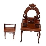Meubles de maison de poupée artisanaux réalistes : conçus avec une attention méticuleuse aux détails, ce meuble miniature reproduit d'une coiffeuse vintage nature, d'une miniature de meubles de chambre de maison de poupée, d'une décoration de meubles miniatures