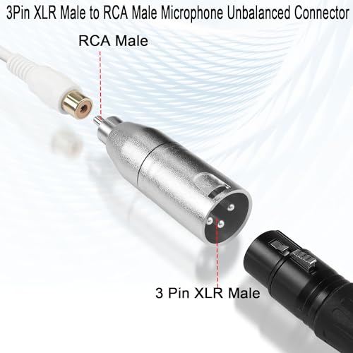 QIANRENON XLR to RCA Audio Converter Adapter 3Pin XLR male to RCA male Microphone Unbalanced Connector XLR to RCA Conversion Plug - Image 3