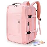 Romantic Crown Mochila de Viagem Expansivel Masculina Feminina, Mochila Para Notebook Executiva Impermeável Reforçada Cabo USB, Trabalho, Escola, Viagens (Rosa)