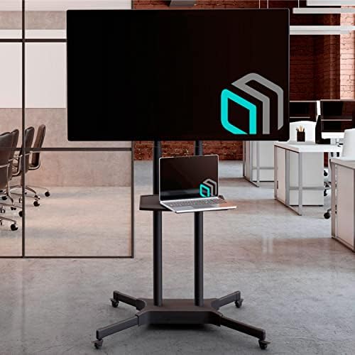 ONKRON Mobile TV Stand on Wheels for 32-65 Inch TV Trolley for Flat & Curved TV Easy Assembly Ultra Stable Height Adjustable TV Cart VESA 600x400 up to 45.5 kg Black