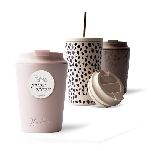 MAMEIDO Thermobecher personalisiert 350 ml, Kaffeebecher to go mit Namen aus Edelstahl doppelwandig isoliert, auslaufsicher, Namensgravur als personalisiertes Geschenk (personalisiert)