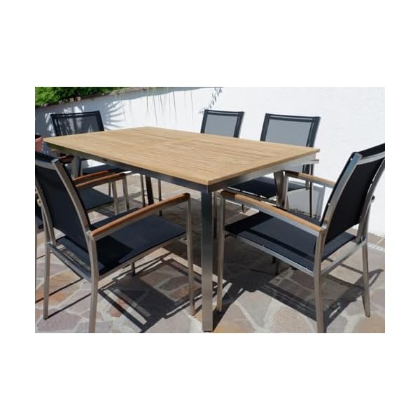 Gartengarnitur Nassau Teak & Edelstahl für 6 Personen
