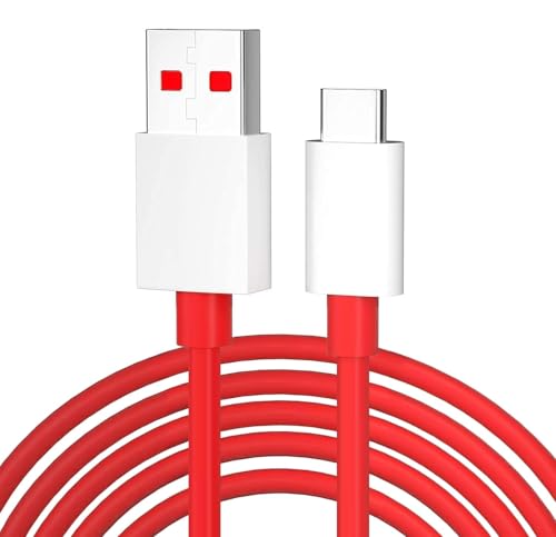 Image of Sounce 80W Charging Cable USB to Type C Warp Charger SuperVooc /Dash Fast Charge Cable for Oneplus 11,11R,10 Pro,10R,10T,9RT,9R,8R,8T Charge Cable for 6 /6T /7 /7T,Nord,Ce2 Lite 5G,Ce 3 5G, Red - 2 Meter