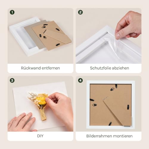 EUGAD 3d Bilderrahmen zum befüllen, 20x20 cm, Weiß, 1.5cm Tiefer – Ansicht 4