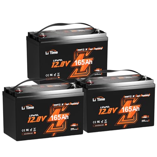 Litime 12V 165Ah Dual Purpose LiFePO4 Marine Battery 3-Pack