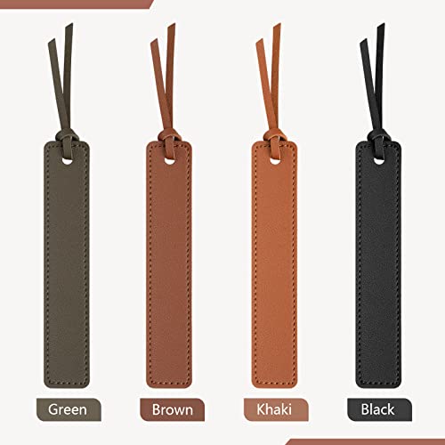 Leezmark 4 Pcs Leather Bookmark, Classic Stitched Bookmark, Bookmarks With Leather Rope, Page Markers Reading Gifts For Book Lovers, Readers, Leather Book Marks For Men Women #TOP6