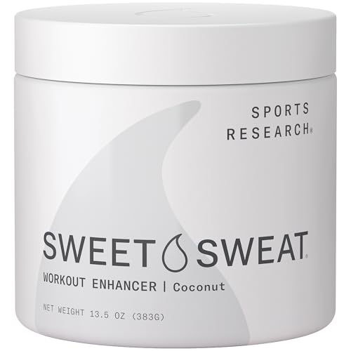 Sports Research Sweet Sweat Coconut Workout Enhancer Gel - Maximize Your Exercise & Sweat Faster - 13.5oz Jar
