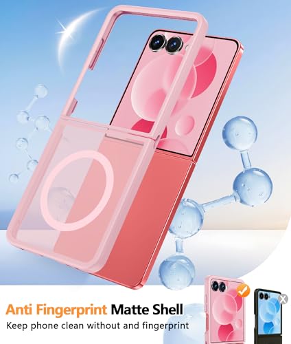 Image of FNTCASE for Samsung-Galaxy Z-Flip-7 Magnetic Case:Translucent Matte Textured Military Grade Drop Protection Phone Cover - Durable Rugged Shockproof Protective Bumper Cases