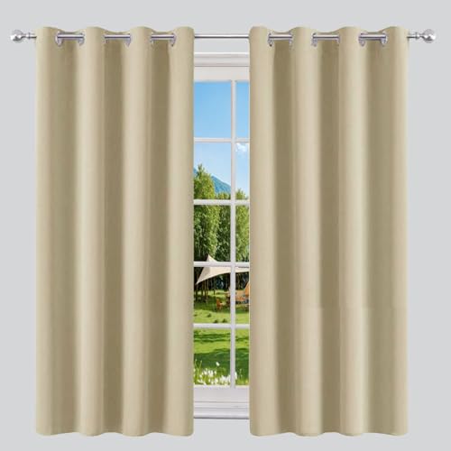 Rideaux occultants 250x75 cm crème lot de 2 à oeillets pour chambre et salon - 2