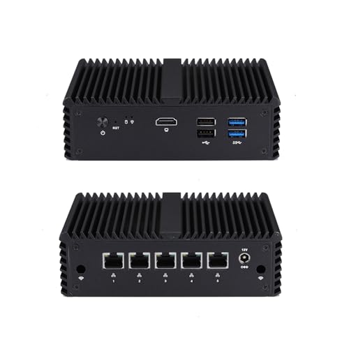 Image of Firewall Mini PC J4125, Fanless PC with Celeron J4125, 8G DDR4 RAM 64G SSD, 5 Intel I225-V 2.5G LAN, K4125L5 Mini Router Server Firewall Appliance, Support AES-NI