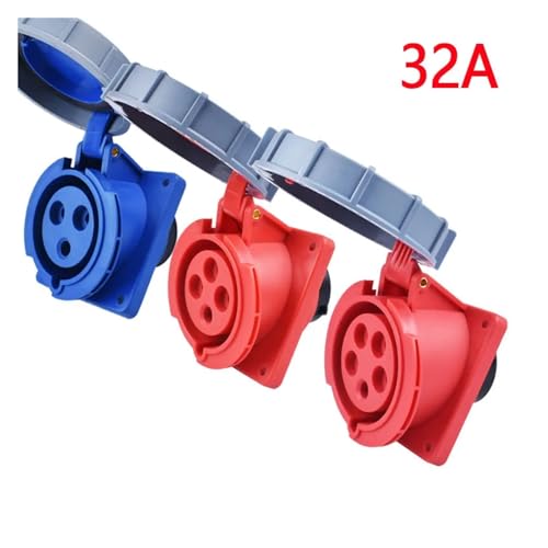 Enchufe industrial IP67 estanco para panel 16A 5P 380V trifásico de pared 6