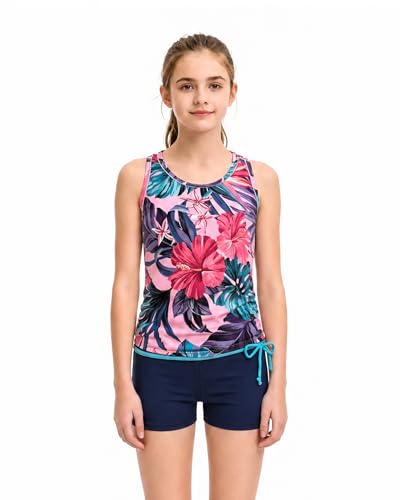 Image of Little Girls' Summer Swimwear Two Piece Boyshort Tankini Kids Swimsuit