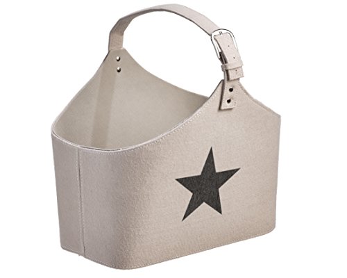 Gartenfreude 9200-1000-004 Filztasche 42 x 33 20 cm, mit Stern Filztasche, Stoff, Beige, 44 x 33 x 33 cm