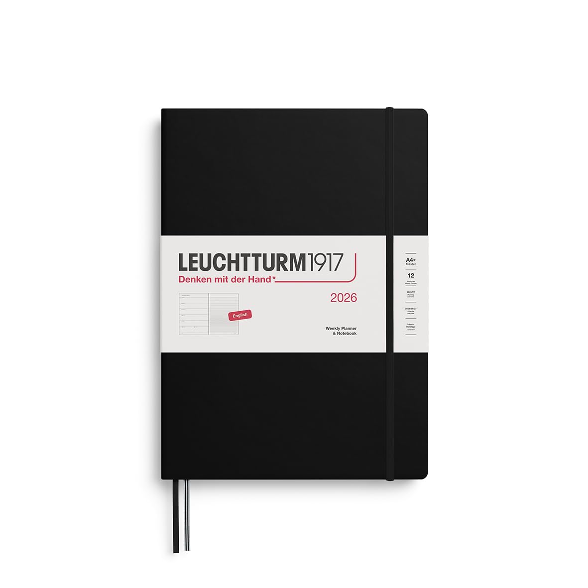 LEUCHTTURM1917 372640 Weekly Planner & Notebook Master (A4+) 2026 Hardcover, 12 Months, Black, English