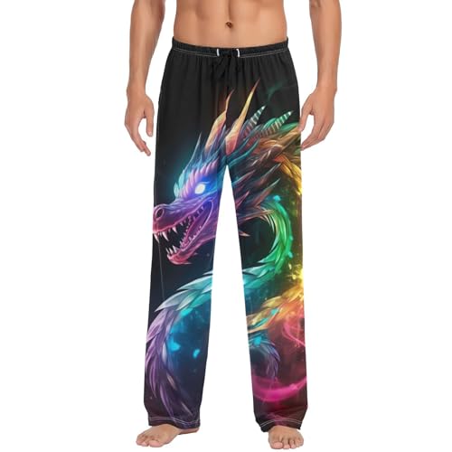 Men's Color Flame Dragon Pajama Pants with Pocket S 202a05702