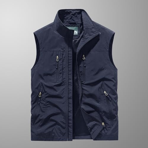 Mens Quick Drying Work Clothes Lightweight Outdoor Work Vest Sleeveless Zipper Waistcoat Vest with Pockets2