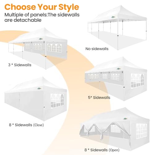 Image of COBIZI 10x30 Pop up Canopy Tent for Parties, Roller Bag,8 Walls,4 Sandbags