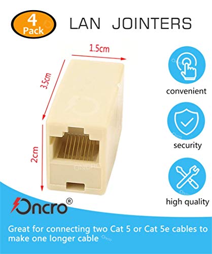 Image of Improved Pack of 4, RJ45 Extender Plug Network Broadband Ethernet LAN Cable Joiner /Jointer Coupler 8P8C extension Adsl Female to Female LAN Cable Adapter Connector (Plastic 4pc jntr-LAN)