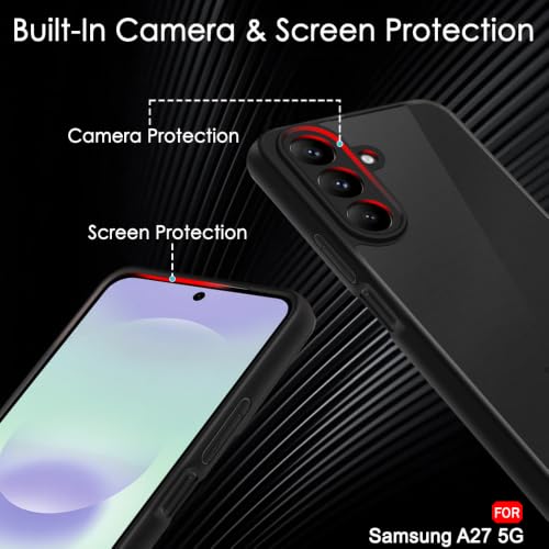 Image of TheGiftKart Hybrid Shockproof Back Cover Case for Samsung Galaxy A27 5G | Camera Protection Module | Hard Back Cover Case for Samsung A27 5G (PC & TPU, Translucent Smoke Matte Back, Black Sides)