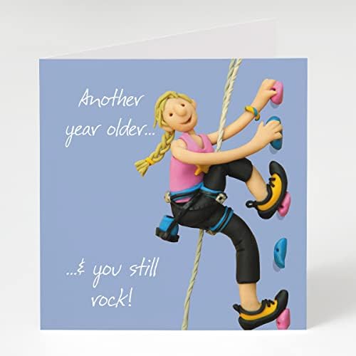 Holy Mackerel You still rock (female), a rock climbing themed Erica Sturla birthday greetings card, for daughter, sister, wife, girlfriend, friend etc 15cm square and blank inside
