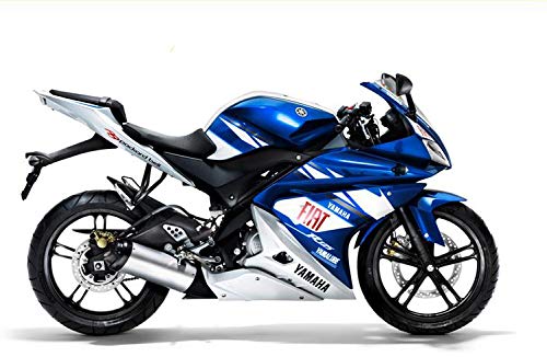 ABS Plastic Motorcycle Injection Pre-Drilled Hole Cowl Fairings Bodywork Kit Complete Set for Yamaha R125 (Blue and white, 2008-2013)